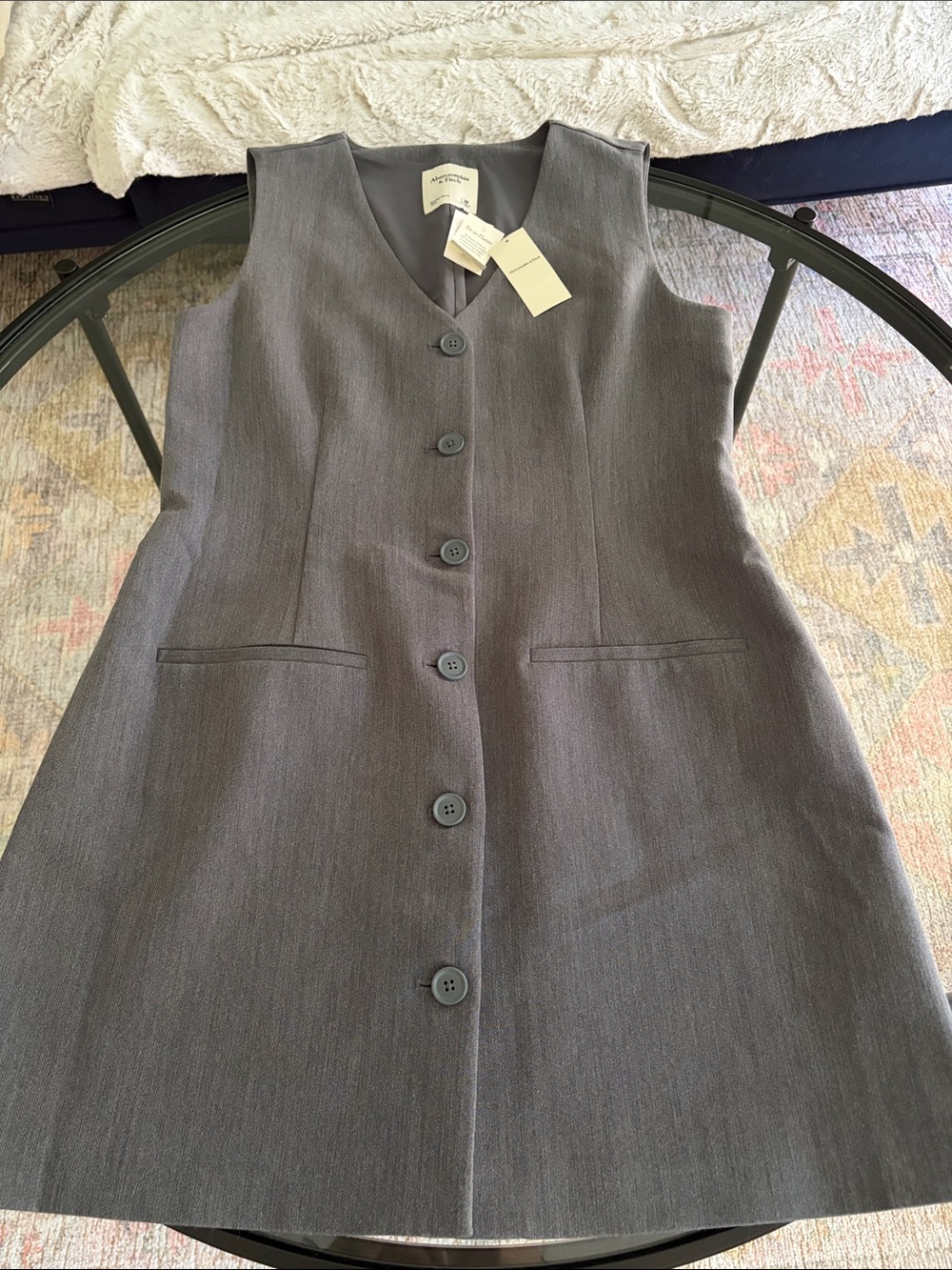 Abercrombie & Fitch Sleeveless Gray Button-Front Dress Size M